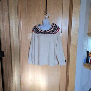 Festive Reindeer & Snowflake Knitted Sweater wool blend soft warm cottagecore